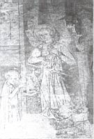 Polignac, Eglise, Fresque du choeur (12e) (bas), Le Jugement Dernier, L'archange St-Michel (1)